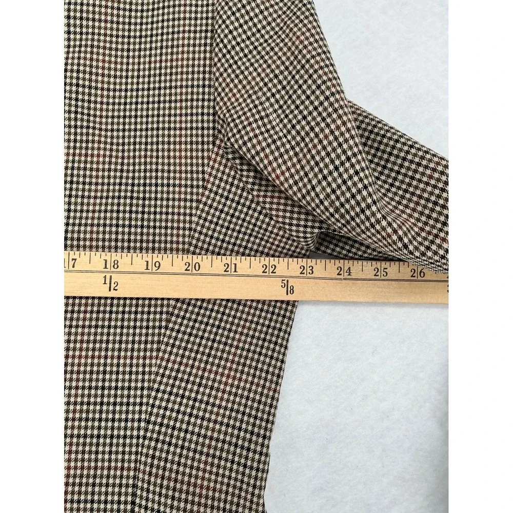 Vintage J.Crew Blazer Mens 42R Brown Houndstooth 100% Wool 3-Button Sport Coat